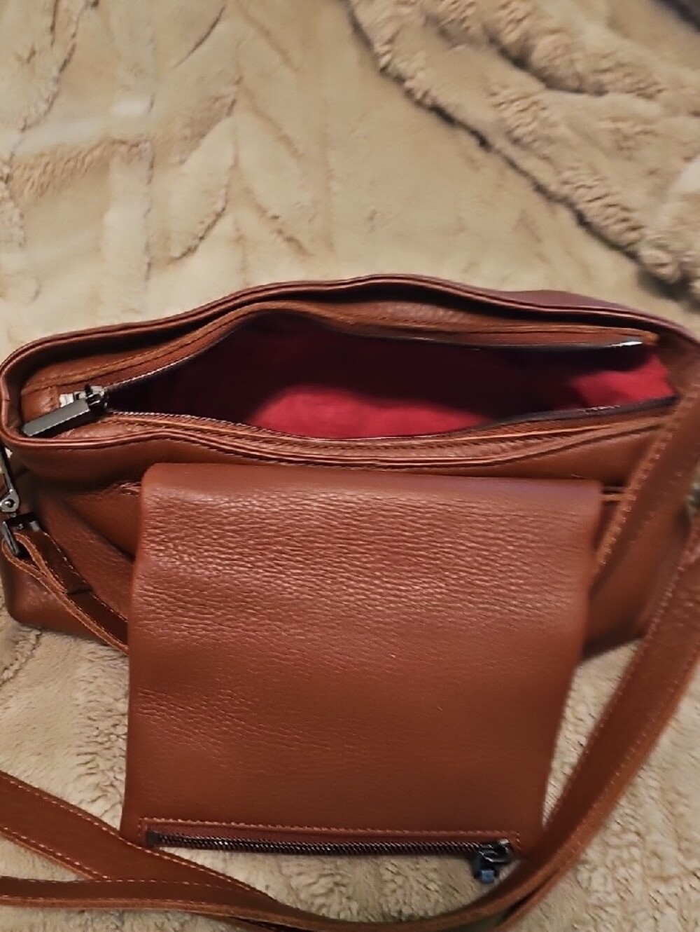 Hammitt Cognac Pebbled Leather Crossbody with Stud Accents - Picture 6 of 7